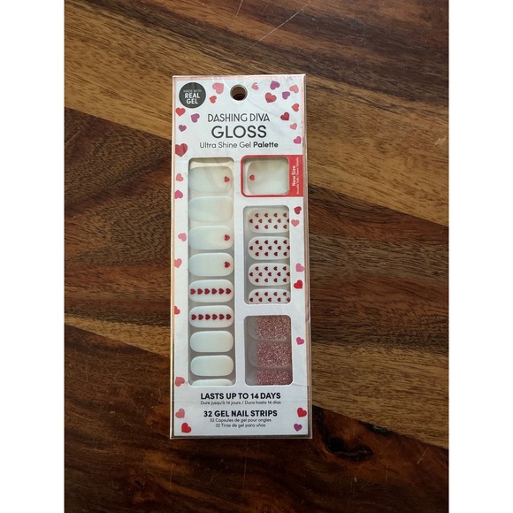 Dashing Diva Gloss Ultra Shine Gel Nail Strips Bundle 3pk Hearts Navy Burgundy - Picture 4 of 5